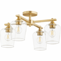 Quorum 358-4-80 Veno Contemporary Aged Brass Flush Mount Light Fixture
