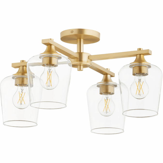 Quorum 358-4-80 Veno Contemporary Aged Brass Flush Mount Light Fixture