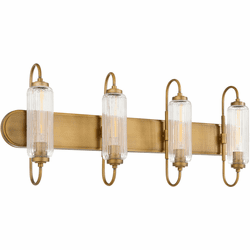 Quorum 5015-4-47 Whitmire Modern Brushed Brass 4-Light Bathroom Light Fixture