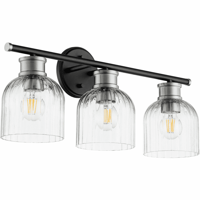 Quorum 510-3-6965 Monarch Noir with Satin Nickel 3-Light Bathroom Vanity Light