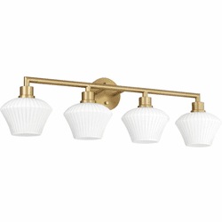 Quorum 5221-4-80 Cassini Modern Aged Brass 4-Light Bathroom Light Fixture