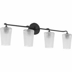 Quorum 5238-4-59 Providence Modern Matte Black 4-Light Bathroom Wall Light Fixture