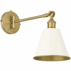Quorum 5320-1-0880 Bailey Contemporary Studio White / Aged Brass Wall Swing Arm Lamp