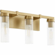 Quorum 533-3-80 Kilbey Contemporary Aged Brass 3-Light Bathroom Vanity Light Fixture