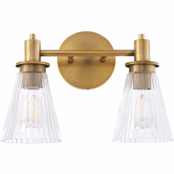 Quorum 5803-2-47 Lawton Contemporary Brushed Brass 2-Light Bath Lighting Fixture