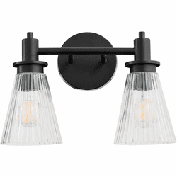 Quorum 5803-2-59 Lawton Contemporary Matte Black 2-Light Bathroom Lighting Fixture