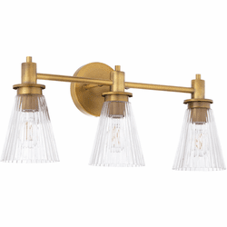 Quorum 5803-3-47 Lawton Contemporary Brushed Brass 3-Light Bathroom Wall Sconce