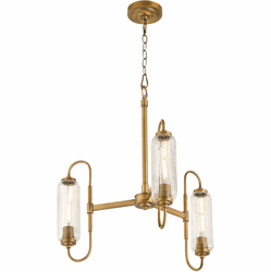 Quorum 6015-3-47 Whitmire Modern Brushed Brass Mini Chandelier Light