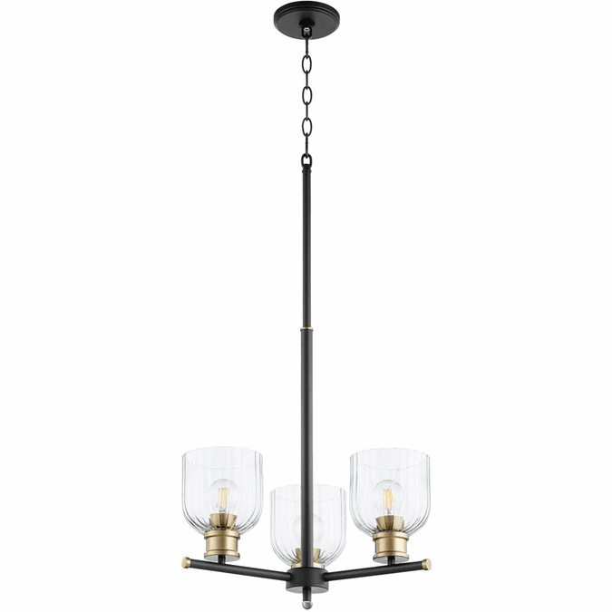 Quorum 610-3-6980 Monarch Noir with Aged Brass Mini Chandelier Lamp