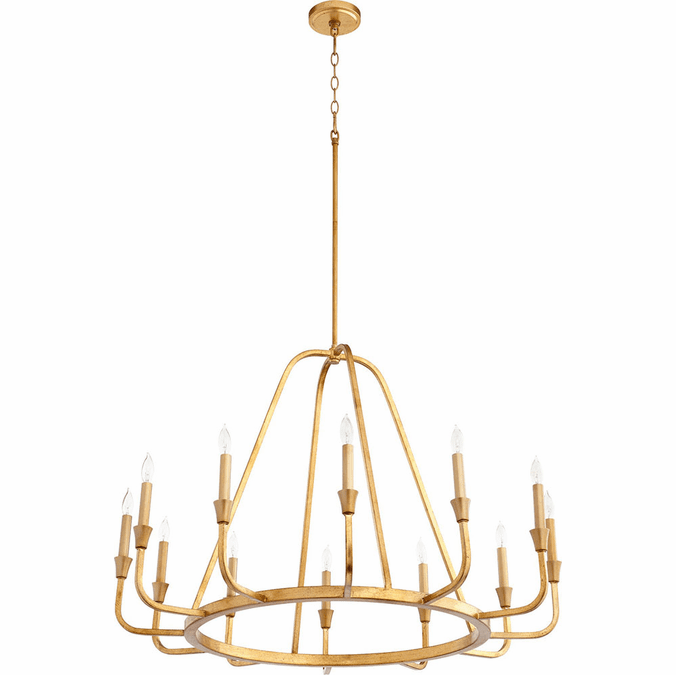 Quorum 6314-12-74 Marquee Modern Gold Leaf 36.5" Chandelier Lamp