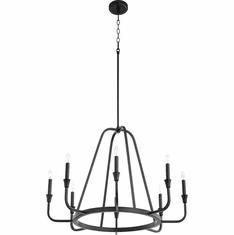 Quorum 6314-8-69 Marquee Contemporary Textured Black 32" Chandelier Lamp
