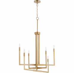 Quorum 6377-6-80 Bolero Contemporary Aged Brass Chandelier Lamp