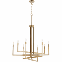 Quorum 6377-8-80 Bolero Modern Aged Brass Chandelier Light