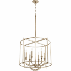 Quorum 6414-6-60 Marquee Modern Aged Silver Leaf Foyer Lighting Fixture
