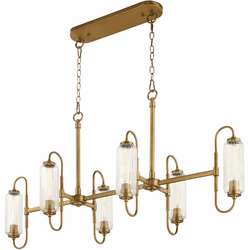Quorum 6615-6-47 Whitmire Modern Brushed Brass Kitchen Island Light