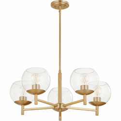 Quorum 678-5-80 Lyon Contemporary Aged Brass Hanging Chandelier