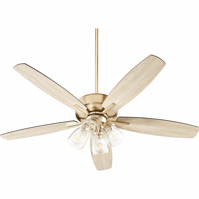 Quorum 52-inch Breeze Ceiling Fan With Light - Reversible Blades In Aged Brass Finish