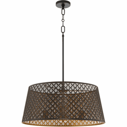 Quorum 8217-3-5980 Benedict Modern Matte Black / Aged Brass 24" Drum Drop Ceiling Light Fixture