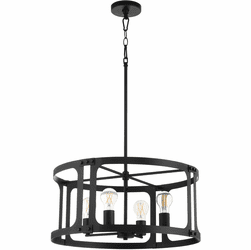 Quorum 8231-4-59 Colburn Contemporary Matte Black 22" Drum Hanging Light