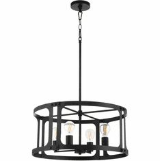 Quorum 8231-4-59 Colburn Contemporary Matte Black 22" Drum Hanging Light