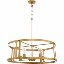 Quorum 8231-5-47 Colburn Contemporary Brushed Brass 29" Drum Pendant Light