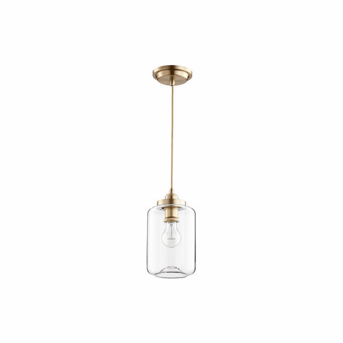 Quorum 846-80 Contemporary Aged Brass Mini Drop Ceiling Light Fixture