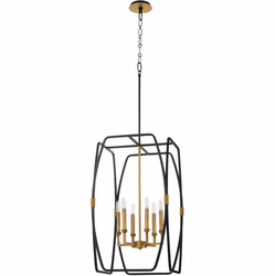 Quorum 880-6-5947 Bishop Contemporary Matte Black / Brushed Brass Foyer Light Fixture