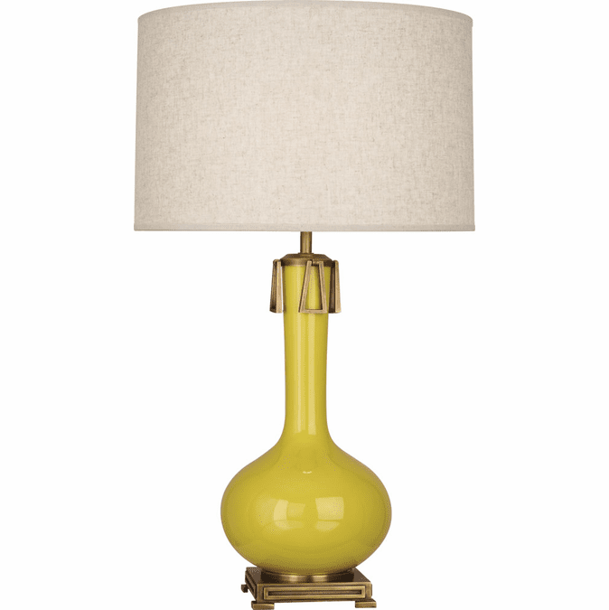 Robert Abbey CI992 Athena Citron Glazed Ceramic with Aged Brass Table Light