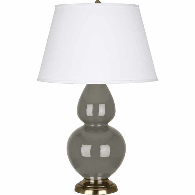 Robert Abbey CR20X Double Gourd Ash Glazed Ceramic with Antique Brass 31" Side Table Lamp
