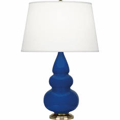 Robert Abbey CT30X Triple Gourd Contemporary Cobalt Glazed Ceramic / Antique Natural Brass Small Lighting Table Lamp