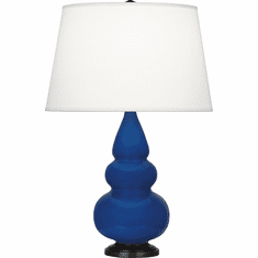 Robert Abbey CT31X Triple Gourd Modern Cobalt Glazed Ceramic / Deep Patina Bronze Small Table Lamp