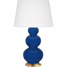 Robert Abbey CT40X Triple Gourd Modern Lily Glazed Ceramic / Antique Natural Brass Table Lamp