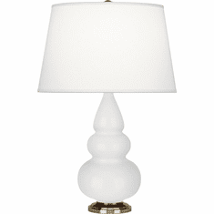 Robert Abbey DY30X Triple Gourd Contemporary Daisy Glazed Ceramic / Antique Natural Brass Small Table Lamp Lighting