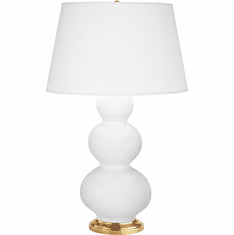 Robert Abbey DY40X Triple Gourd Contemporary Lily Glazed Ceramic / Antique Natural Brass Table Top Lamp