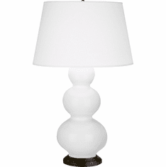 Robert Abbey DY41X Triple Gourd Contemporary Lily Glazed Ceramic / Deep Patina Bronze Table Top Lamp