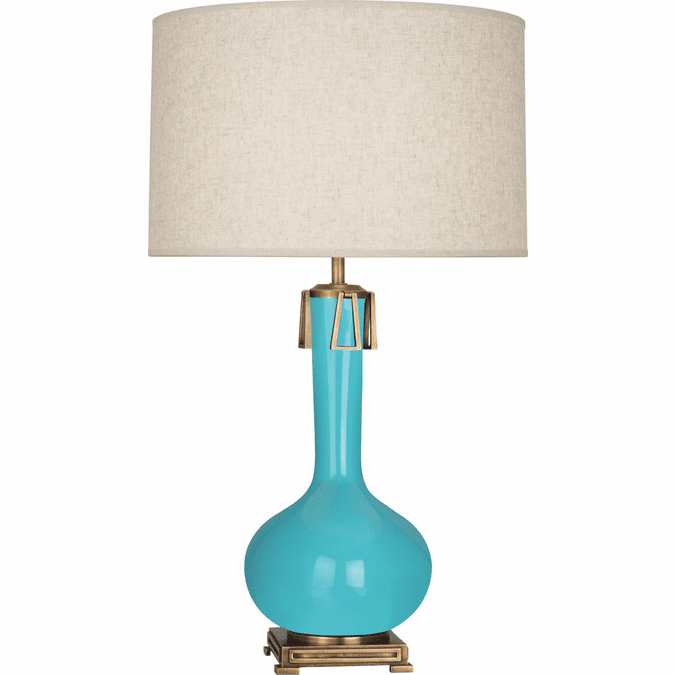 Robert Abbey EB992 Athena Egg Blue Glazed Ceramic with Aged Brass Table Lighting