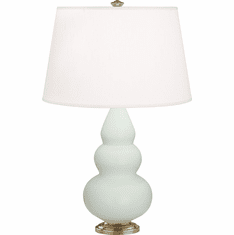 Robert Abbey MCL30 Small Triple Gourd Contemporary Matte Celadon Glazed Ceramic With Antique Natural Brassed Table Light