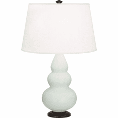 Robert Abbey MCL31 Small Triple Gourd Contemporary Matte Celadon Glazed Ceramic With Deep Patina Bronzeed Table Light
