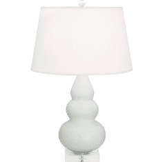 Robert Abbey MCL33 Small Triple Gourd Contemporary Matte Celadon Glazed Ceramic With Lucite Base Table Top Lamp