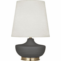 Robert Abbey MCR24 Michael Berman Nolan Matte Ash Glazed Ceramic with Brass Table Top Lamp