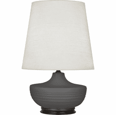 Robert Abbey MCR25 Michael Berman Nolan Matte Ash Glazed Ceramic with Deep Patina Bronze Side Table Lamp