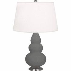 Robert Abbey MCR32 Small Triple Gourd Contemporary Matte Ash Glazed Ceramic With Antique Silvered Table Lighting