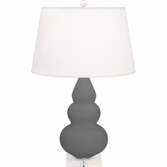 Robert Abbey MCR33 Small Triple Gourd Modern Matte Ash Glazed Ceramic With Lucite Base Table Lighting