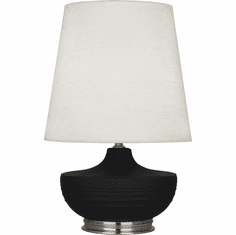 Robert Abbey MDC23 Michael Berman Nolan Matte Dark Coal Glazed Ceramic with Dark Antique Nickel Side Table Lamp