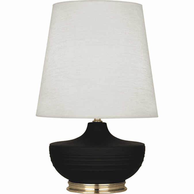 Robert Abbey MDC24 Michael Berman Nolan Matte Dark Coal Glazed Ceramic with Brass Table Lamp