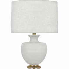 Robert Abbey MDV21 Michael Berman Atlas Matte Dove Glazed Ceramic with Brass Table Top Lamp