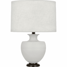 Robert Abbey MDV22 Michael Berman Atlas Matte Dove Glazed Ceramic with Deep Patina Bronze Side Table Lamp