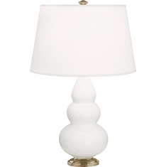 Robert Abbey MLY30 Small Triple Gourd Modern Matte Lily Glazed Ceramic With Antique Natural Brassed Table Lighting