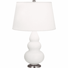 Robert Abbey MLY32 Small Triple Gourd Modern Matte Lily Glazed Ceramic With Antique Silvered Side Table Lamp