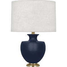 Robert Abbey MMB21 Michael Berman Atlas Matte Midnght Blue Ceramic with Brass Table Top Lamp